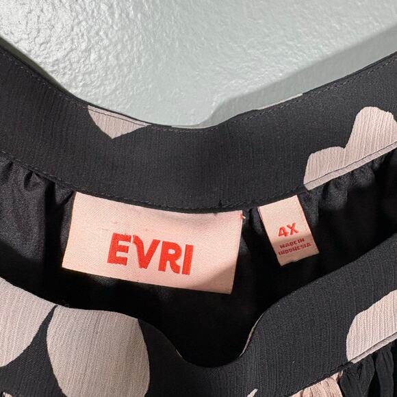 EVRI Black & Pink Square Neck Floral Peasant Blouse - 4X - Women's Plus Size Top - Picture 5 of 7